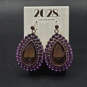 2028 Brand Purple Smokey Champagne Earrings New on Card